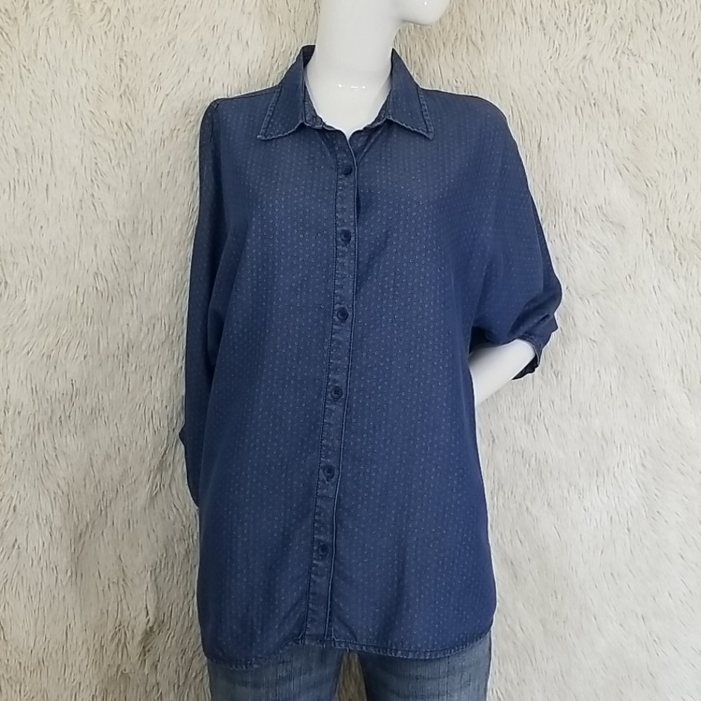 COLDWATER CREEK jean mini flower print top blouse